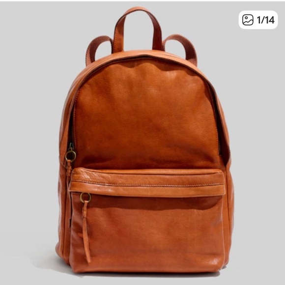 Madewell Lorimer English Saddle Leather Backpack, Cognac Brown, - Picture 2 of 7